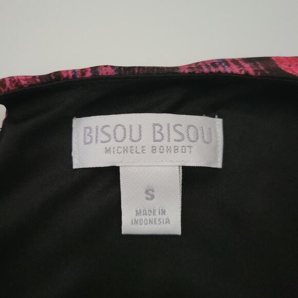 Bisou Bisou Pink Floral Plaid Peplum Blouse Top Size Small - Picture 8 of 9